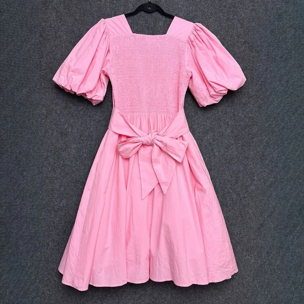 NWT Poet Dress Ode Pink Puff Sleeve Midi Nursing L - Picture 4 of 11